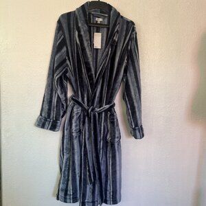 Nordstrom Rack Patterned Plush Men's Robe, M/L, NAVY BLAZE MELISSA STRIPE